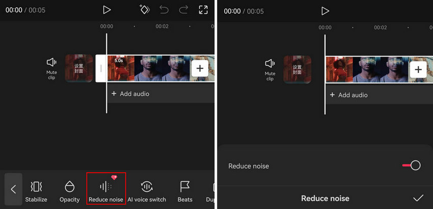 Remove background noise in capcut mobile app