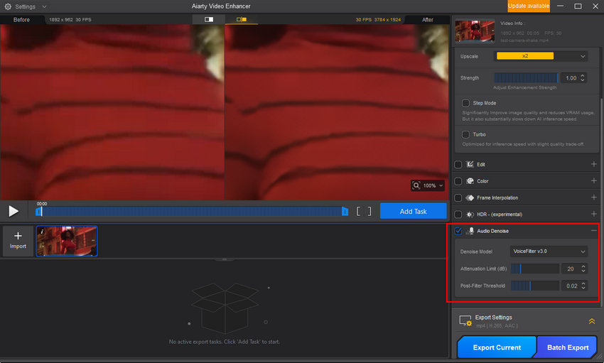 Remove background noise in Aiarty Video Enhancer