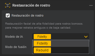 Modelos de restauración facial de Aiarty Image Enhancer