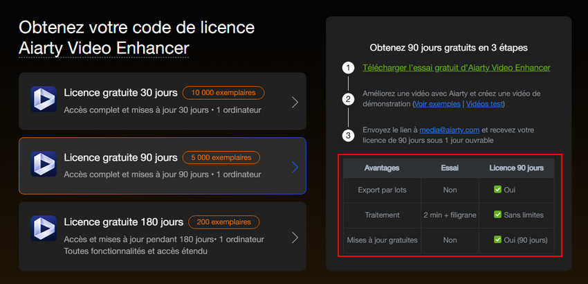 Clé/code de licence gratuite Aiarty Video Enhancer