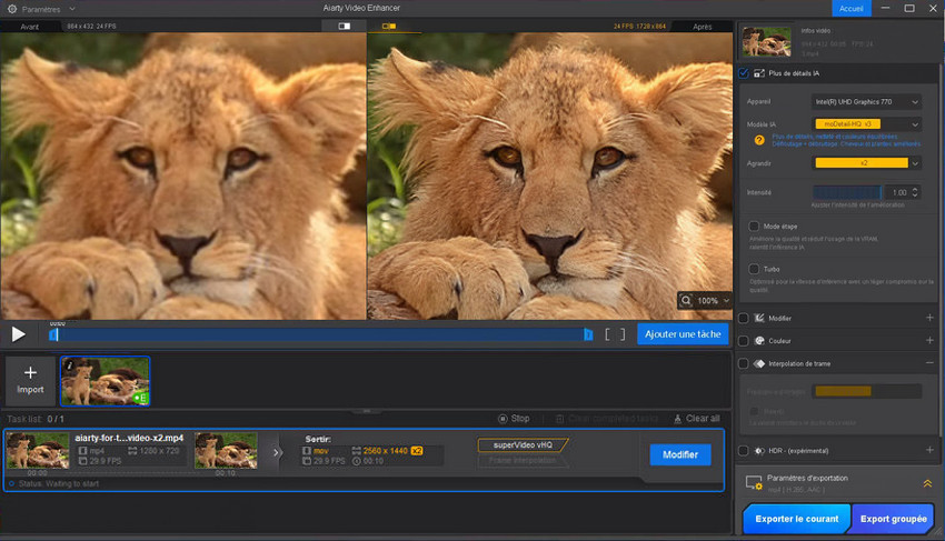 Upscaling vidéo IA hors ligne avec Aiarty Video Enhancer