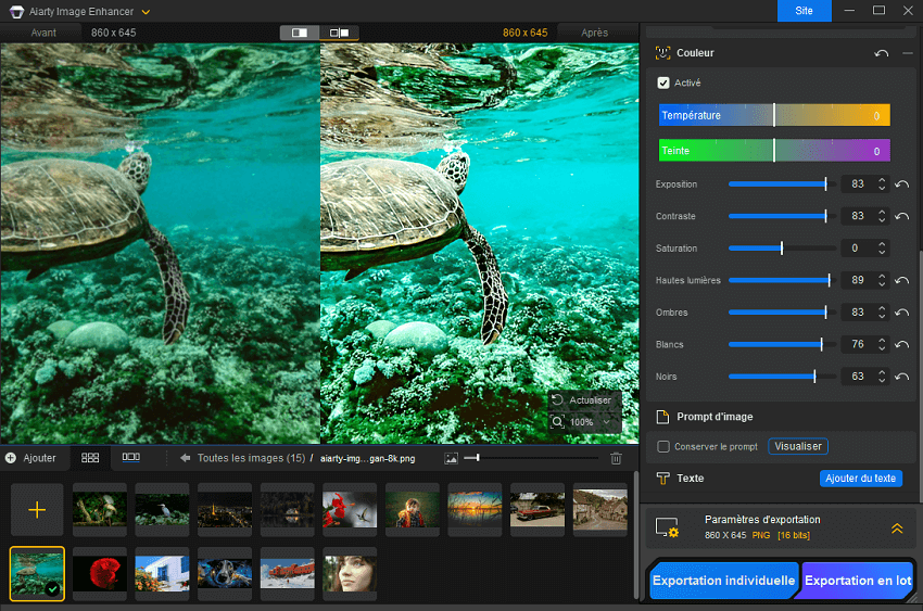 Correction des couleurs 2 de l'amélioration d'image Aiarty