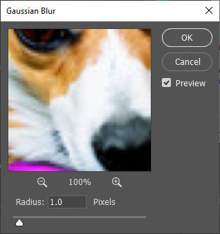 Gaussian blur dialog
