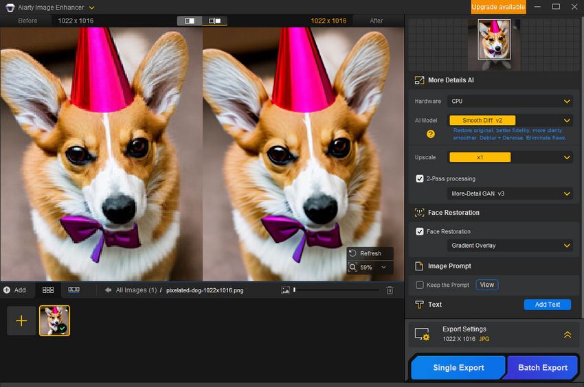 Unpixelate image with Aiarty Image Enhancer