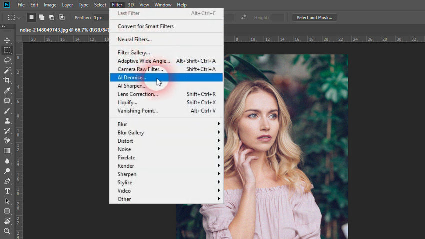 Using AI Denoise plugin in Photoshop