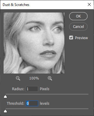 Dust & Scratches settings