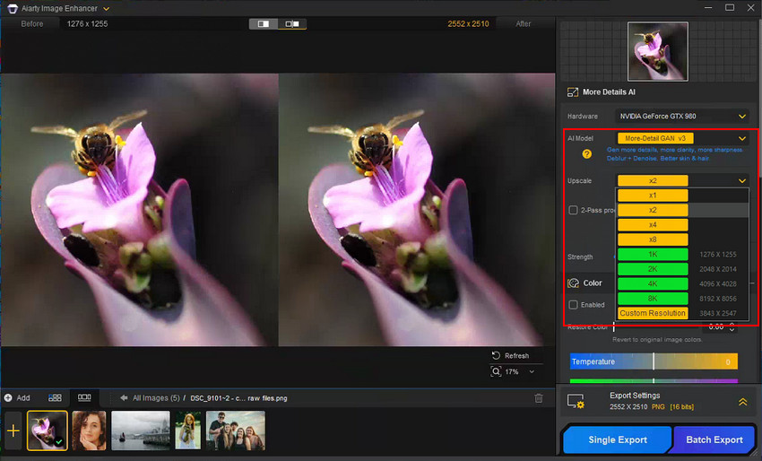 Choose Upscale factor