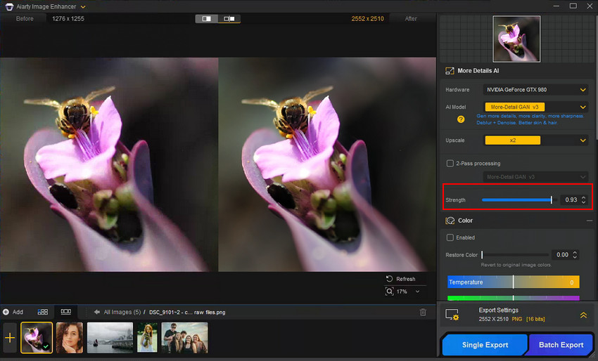 Aiarty Image Enhancer Strength