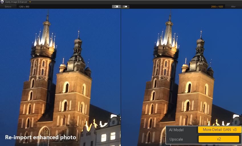 Aiarty for Low-light Photos: More Detail, Upscale x2
