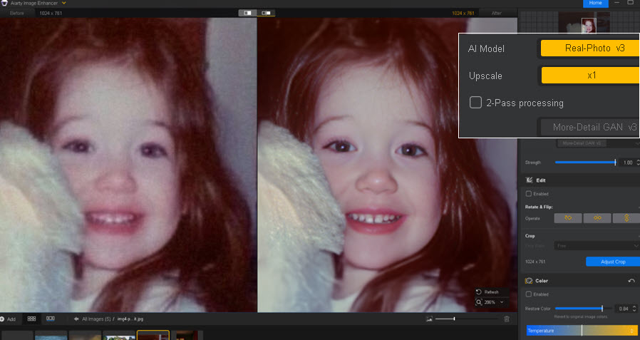 Aiarty for Portrait Photos: Real Photo x1, No 2-Pass