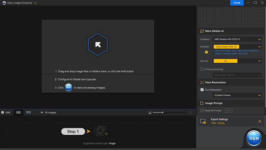 Import images into Aiarty Image Enhancer