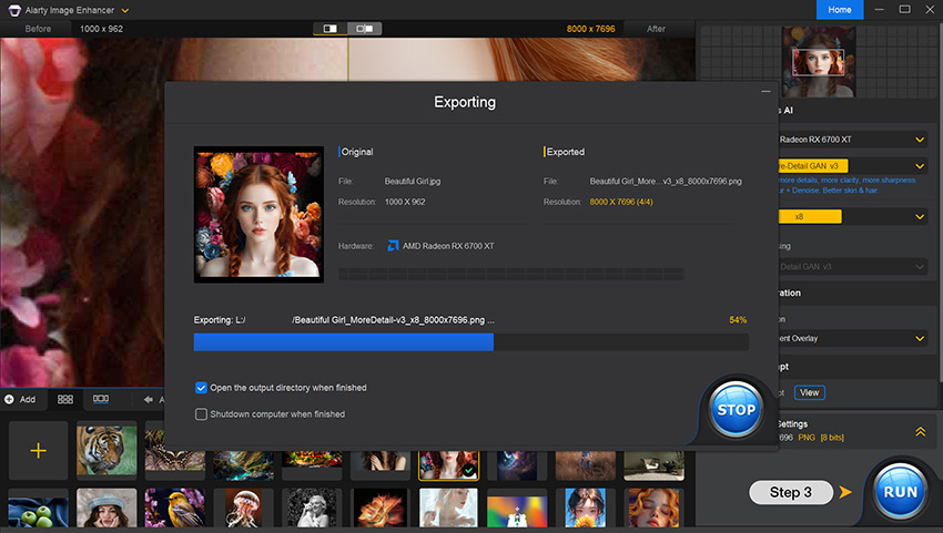 Export the enhanced photos