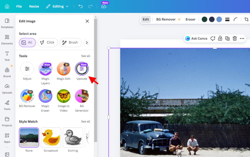 how to upscale in canva photo enhancer 