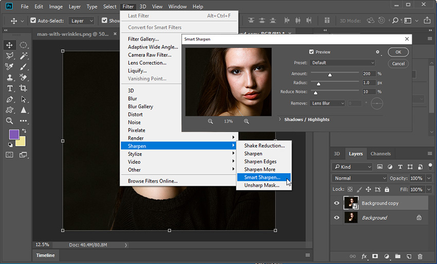 Enhance a Photo in Photoshop - Sharpen Image