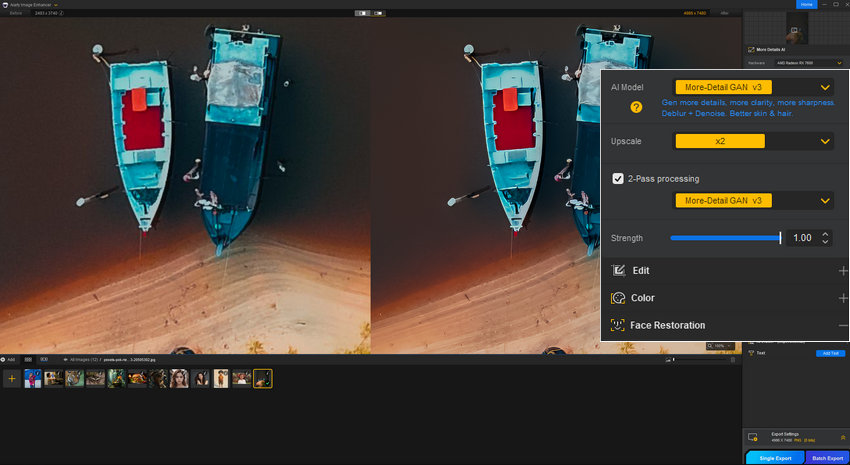 Enhance bird's eye view photo using Aiarty Image Enhancer