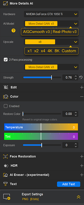 parameter settings