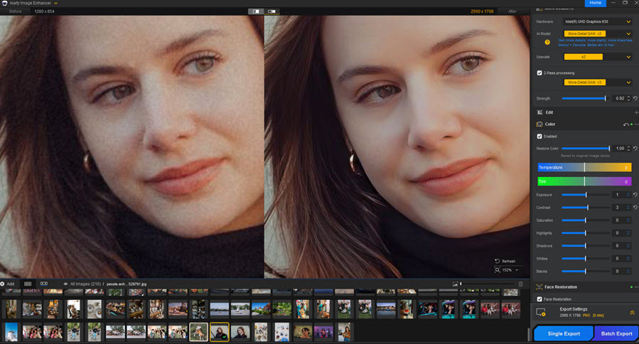 Gesichtsrestaurierung mit Aiarty Image Enhancer