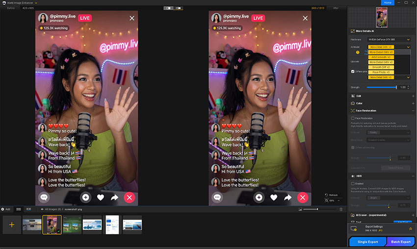 choose AI model in Aiarty Image Enhancer