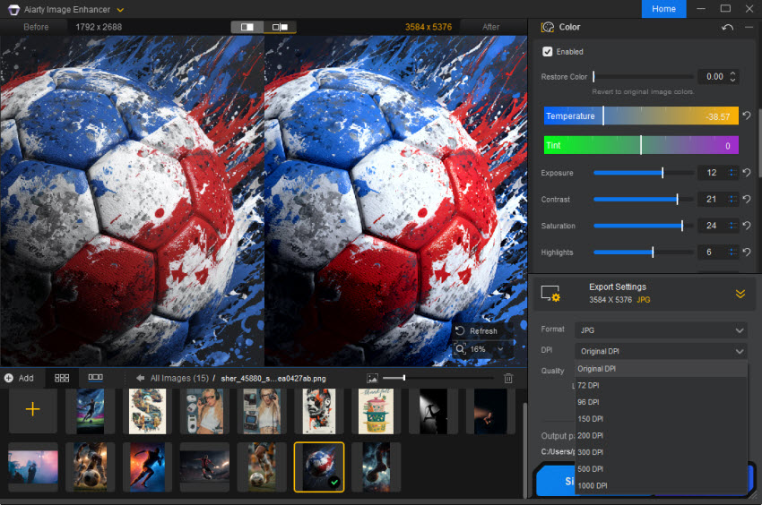 Export settings for poster prints