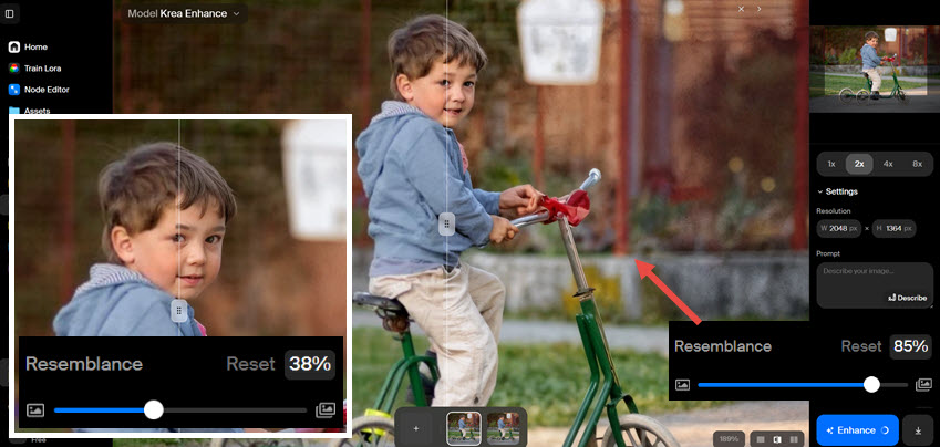 Krea AI Creative AI Image Enhancer - Different Resemblance Comparison