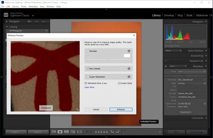 reduce noise in Lightroom Denoise AI