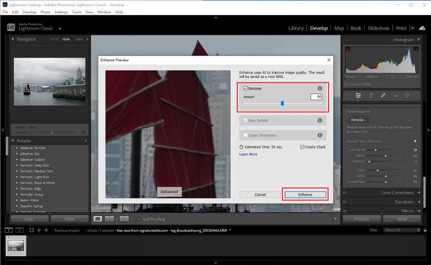 Denoise in Lightroom