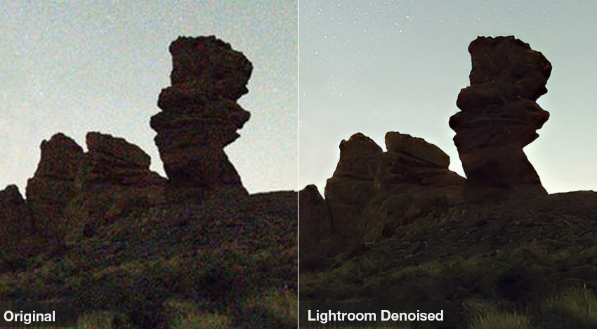 Lightrrom denoise before and after