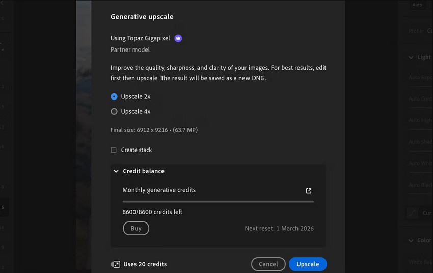 Lightroom Generative Upscale