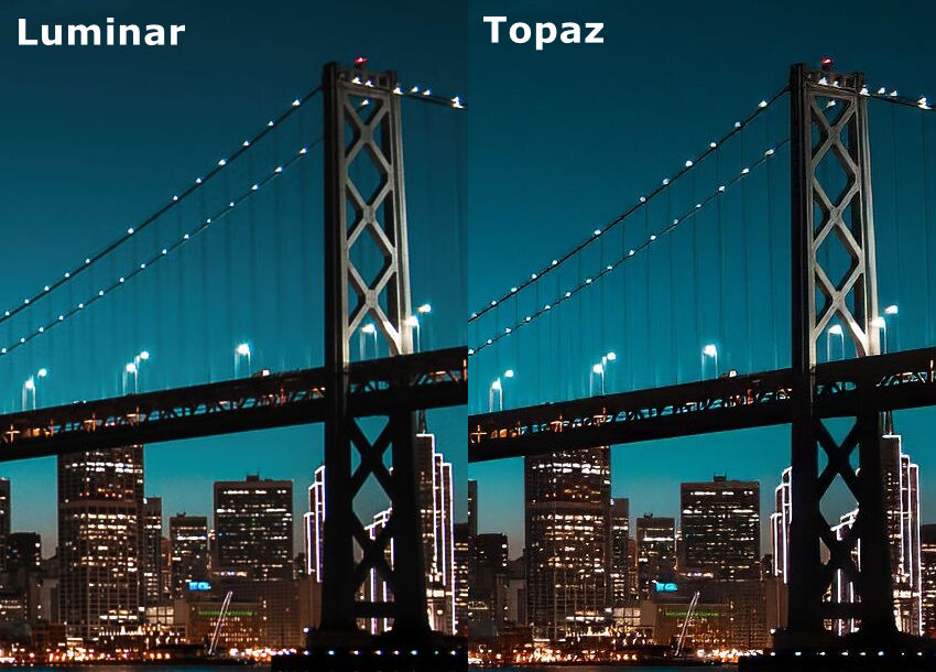 Compare Luminar vs Topaz Photo denoising quality
