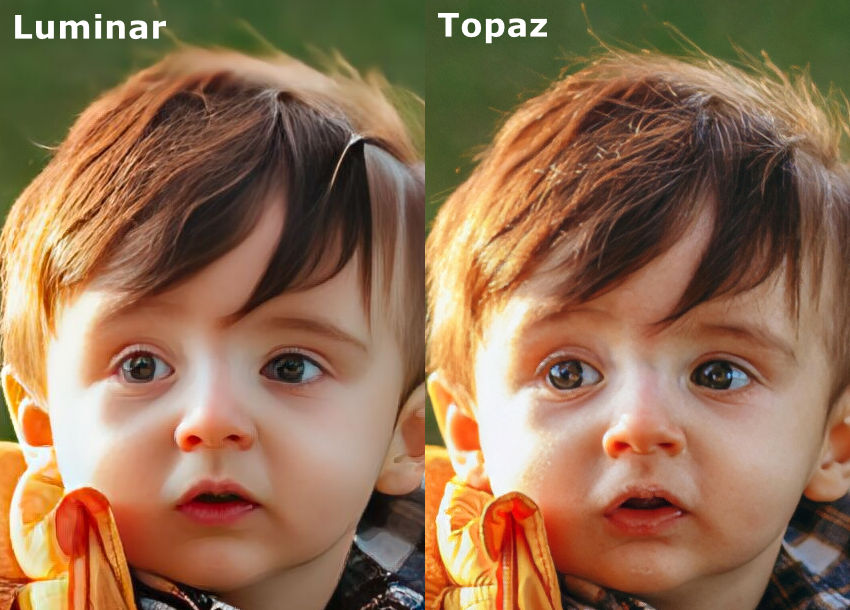 Compare Luminar vs Topaz Photo sharpen quality