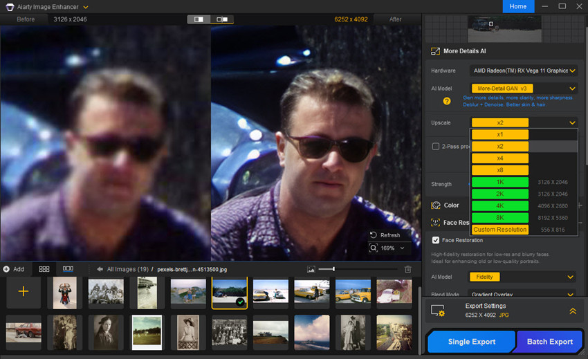 AI enlarge old photographs without negatives
