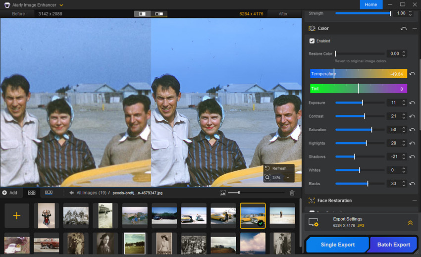 AI photo enlargement from old photo