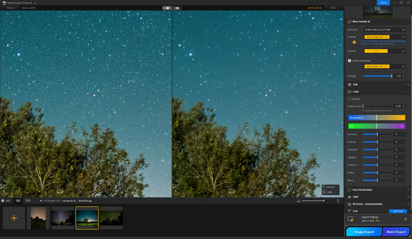 reduce noise in night sky photography