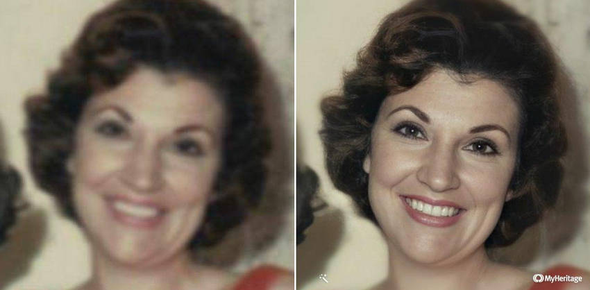 Source image vs image enhanced by MyHeritage Photo Enhancer