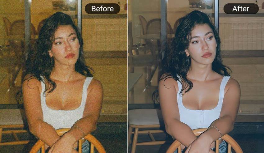 Source image vs image enhanced by YouCam Enhance