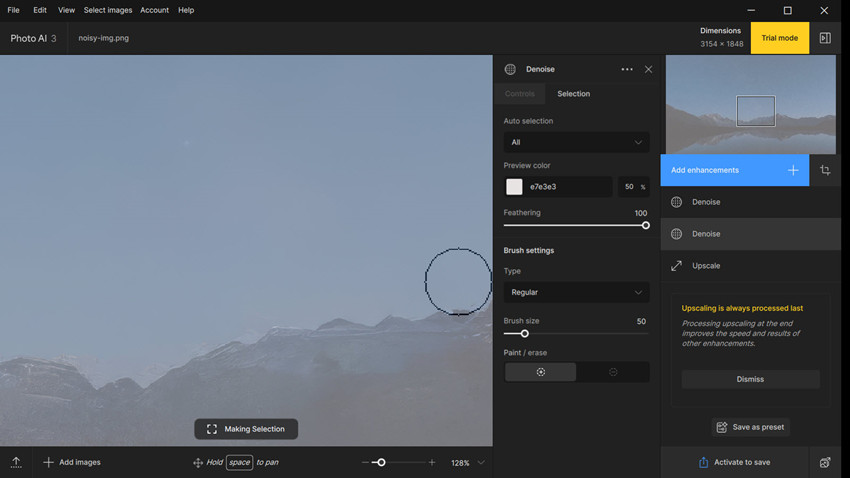 remove noise from part of photos in Topaz
