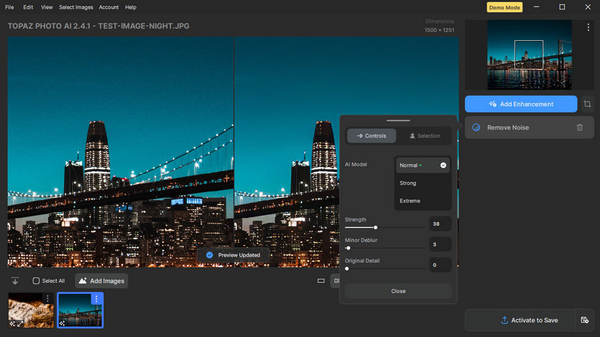 Denoise video with Topaz Photo AI