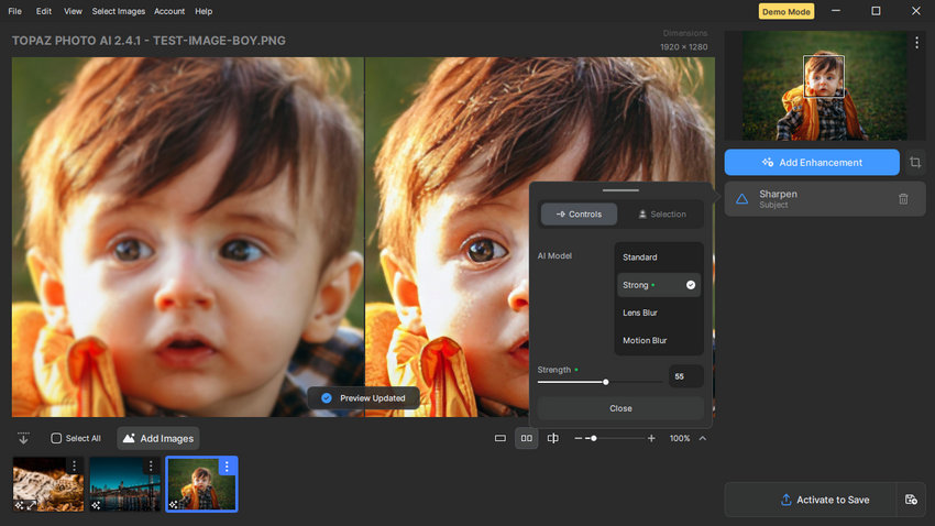Sharpen video with Topaz Photo AI