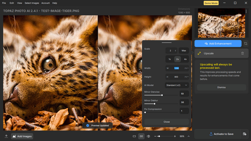 Upscale video with Topaz Photo AI