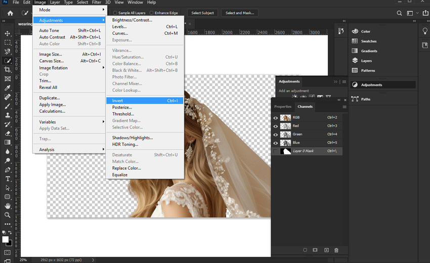invert mask in Photoshop with adjustment panel