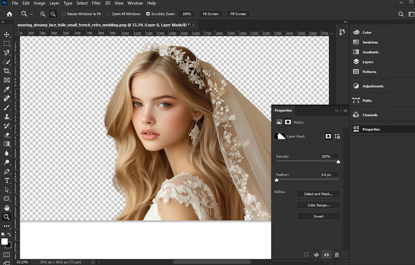 invert mask in Photoshop using properties panel