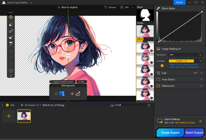 Remove Checkered Background with Aiarty Image Matting