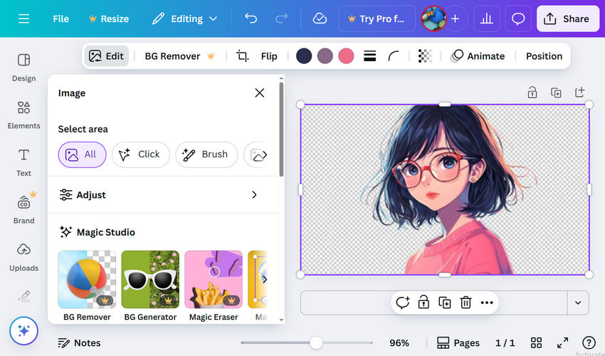 Remove Checkered Background from Image with Canva