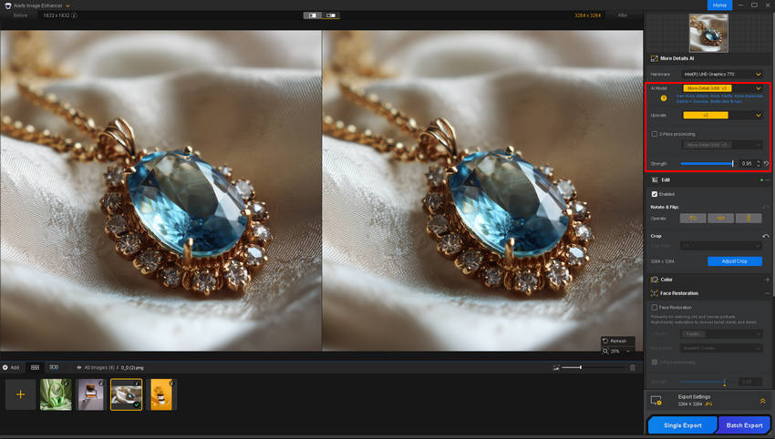 Crop and resize Shopify product images with Aiarty Image Enhancer
