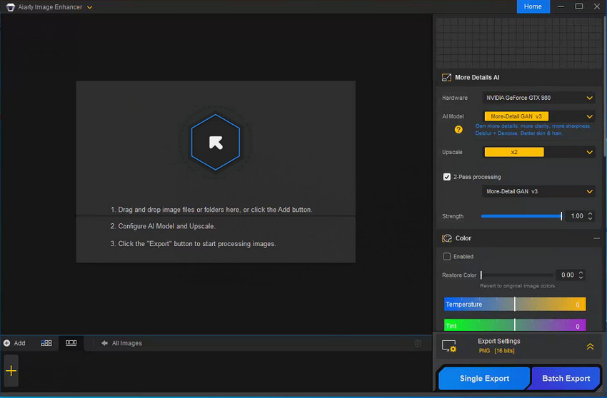 Aiarty Image Enhancer UI