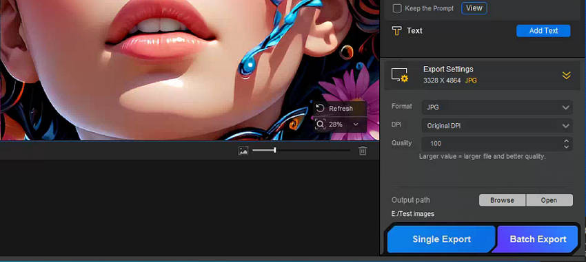 Export Enlarged image without losing quality