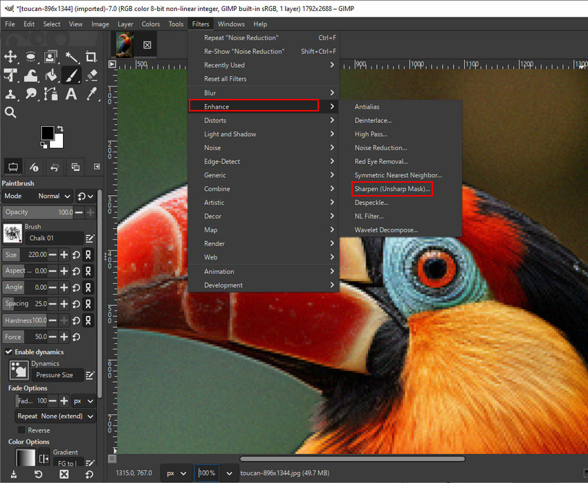 Select Sharpen (Unsharp Mask)