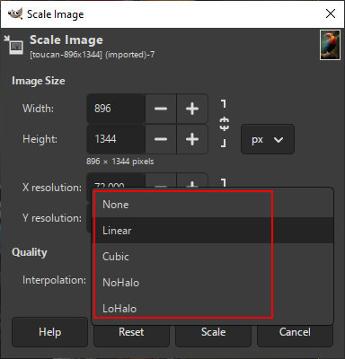 Select Interpolation method