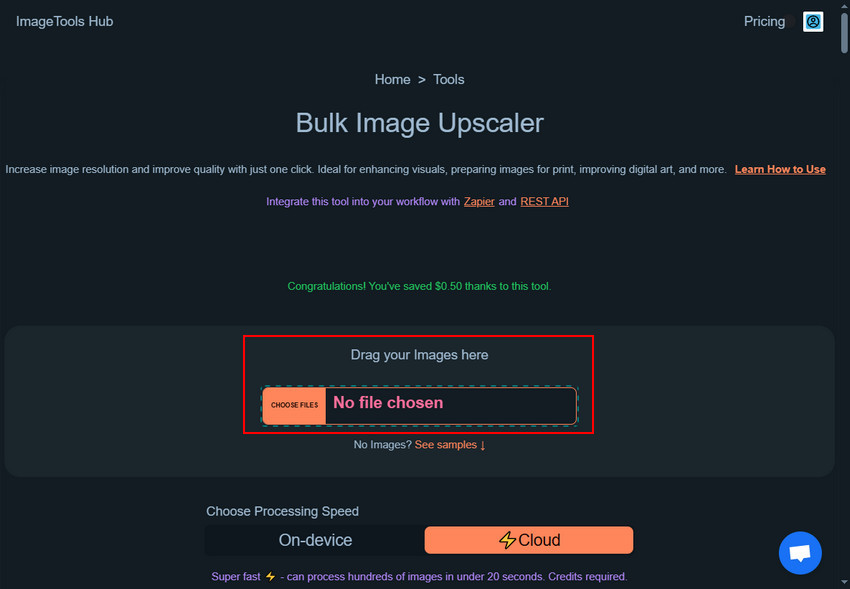 Upload images to Bulk Image Upscaler