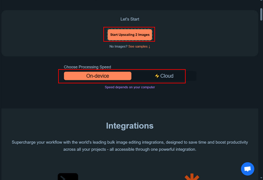 Select processing mode